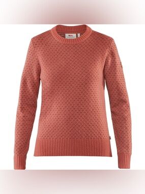 Fjallraven Ovik Nordic Pink Patterned Women's Sweater, Size Medium